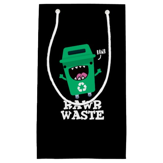 Raw Waste Funny Garbage Pun Dark BG Klein Cadeauzakje (Voorkant)