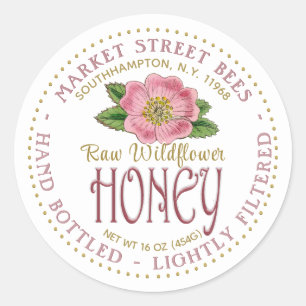 Raw Wildflower Honing Label Wild Pink Rose Bloem