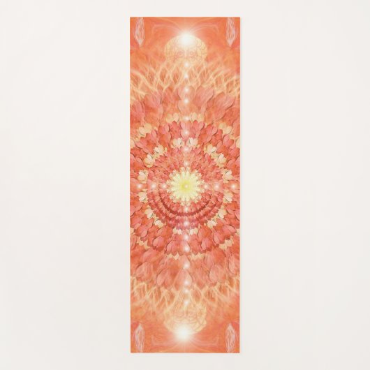 RAW Yoga Mat, Sinaasappel, Bloem Mandala, Zon Yogamat (Voorkant)