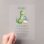 Rawer Het is een Boy Dinosaur Baby Boy Shower Acryl Uitnodigingen (Insitu (Draagbaar))
