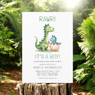 Rawer Het is een Boy Dinosaur Baby Boy Shower Kaart