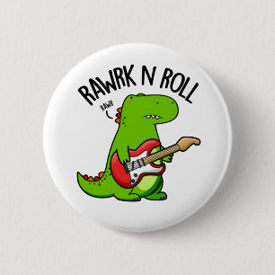 Rawk En Roll Grappige Rocker Dinosaurus Pun Ronde Button 5,7 Cm