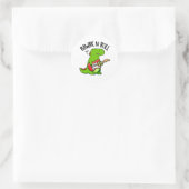 Rawk En Roll Grappige Rocker Dinosaurus Pun Ronde Sticker (Tas)