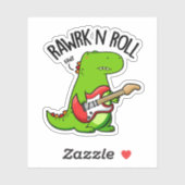 Rawk En Roll Grappige Rocker Dinosaurus Pun Sticker (Vel)