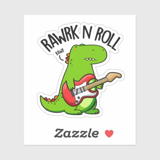 Rawk En Roll Grappige Rocker Dinosaurus Pun Sticker (Vel)