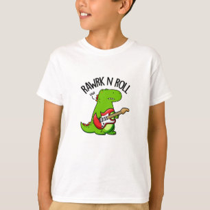 Rawk En Roll Grappige Rocker Dinosaurus Pun T-shirt