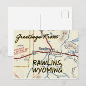 Rawlins WY  Map Briefkaart (Voorkant / Achterkant)