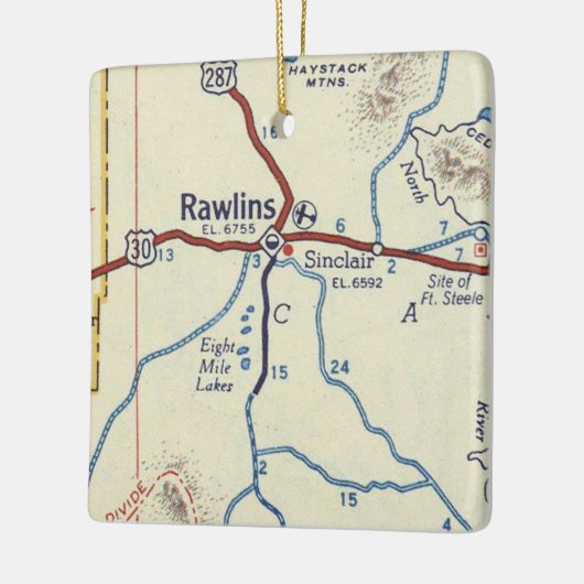 Rawlins WY Map Keramisch Ornament (Links)