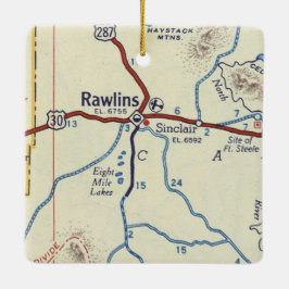 Rawlins WY  Map Keramisch Ornament