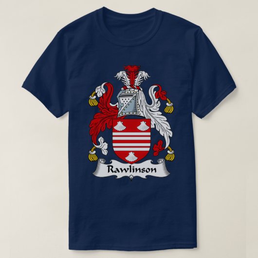 Rawlinson Coat of Arms Family Crest T-shirt (Design voorkant)
