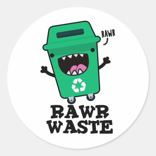Rawls Waste Funny Garbage Pun Ronde Sticker (Voorkant)