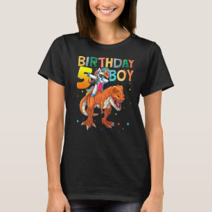 Rawr 5 jaar oud verjaardag jongen dabbing eenhoorn t-shirt
