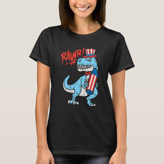 Rawr American Rex Dino Kinder 4th of July Baby Boy T-shirt (Voorkant)