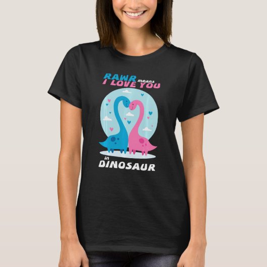 Rawr betekent dat ik van je Dinosaur Valentijn Val T-shirt (Voorkant)
