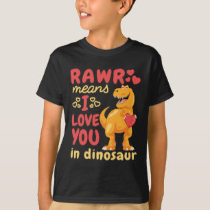 Rawr betekent dat ik van je hou in de dinosaurus V T-shirt