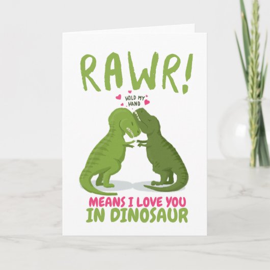 Rawr betekent dat ik van je hou in de dinosaurusVa Kaart (Voorkant)