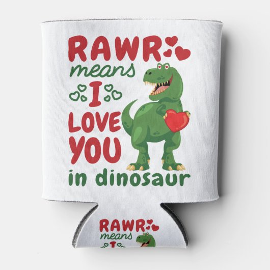Rawr betekent dat ik van je hou in Dinosaur Blikjeskoeler (Voorkant)