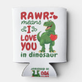 Rawr betekent dat ik van je hou in Dinosaur Blikjeskoeler (Achterkant)