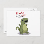 Rawr betekent dat ik van je hou in Dinosaur Briefkaart (Voorkant / Achterkant)