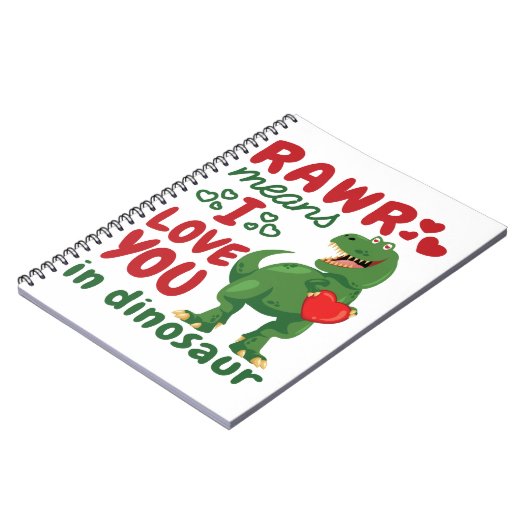 Rawr betekent dat ik van je hou in Dinosaur Notitieboek (Linkerzijde)