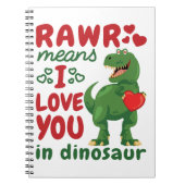 Rawr betekent dat ik van je hou in Dinosaur Notitieboek (Voorkant)