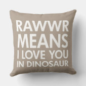 Rawr betekent dat ik van je hou in Dinosaur Pillow Kussen (Achterkant)