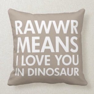 Rawr betekent dat ik van je hou in Dinosaur Pillow Kussen