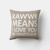 Rawr betekent dat ik van je hou in Dinosaur Pillow Kussen (Achterkant)