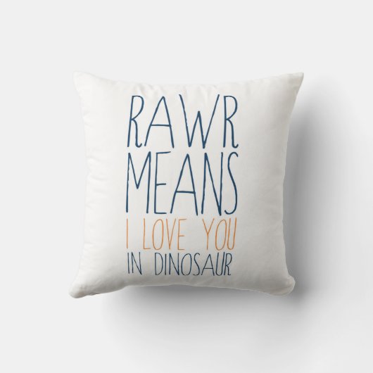 Rawr betekent dat ik van je hou in Dinosaur Pillow Kussen (Achterkant)