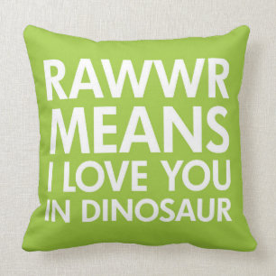 Rawr betekent dat ik van je hou in Dinosaur Pillow Kussen