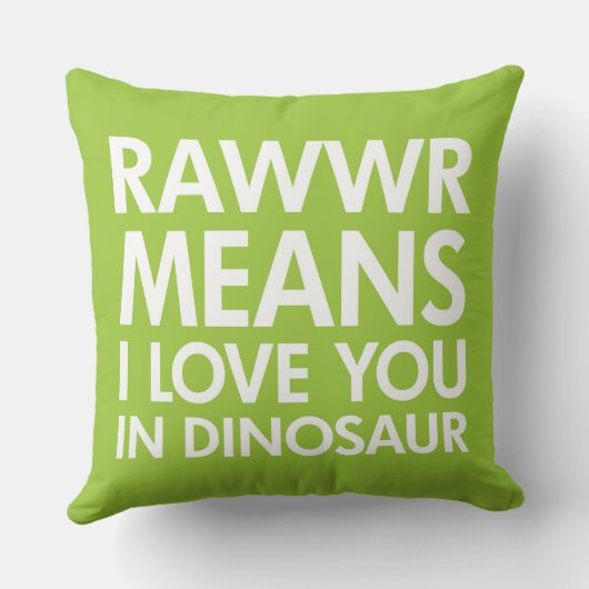 Rawr betekent dat ik van je hou in Dinosaur Pillow Kussen (Achterkant)