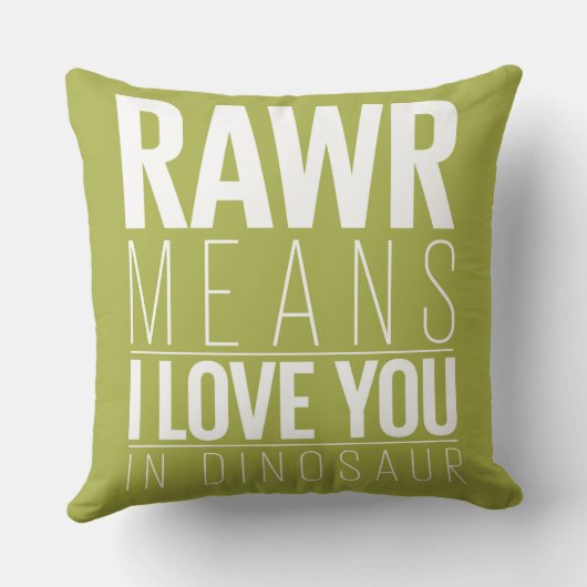 Rawr betekent dat ik van je hou in Dinosaur Pillow Kussen (Achterkant)