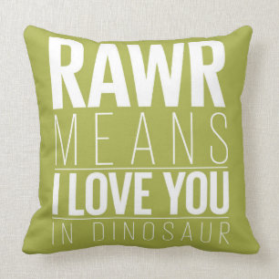 Rawr betekent dat ik van je hou in Dinosaur Pillow Kussen