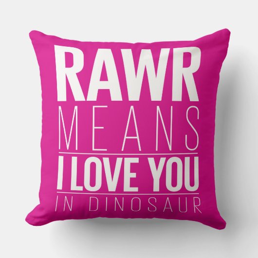 Rawr betekent dat ik van je hou in Dinosaur Pillow Kussen (Voorkant)