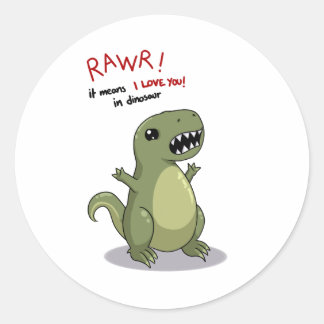 Rawr betekent dat ik van je hou in Dinosaur Ronde Sticker