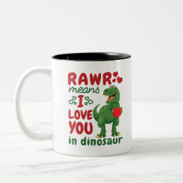 Rawr betekent dat ik van je hou in Dinosaur Tweekleurige Koffiemok