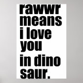 rawr betekent dat ik van je hou in dinosaurus poster (Voorkant)