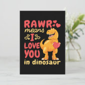 Rawr betekent dat ik van je hou in Dinosaurus Vale Feestdagenkaart (Staand voorkant)