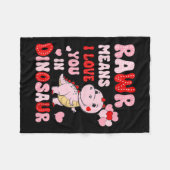 RAWR betekent Ik hou van je in Dinosaur Heart Vale Fleece Deken (Voorkant (Horizontaal))