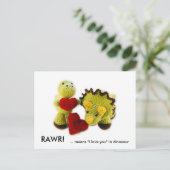 RAWR, ... betekent "Ik hou van je" in dinosaurus Briefkaart (Staand voorkant)