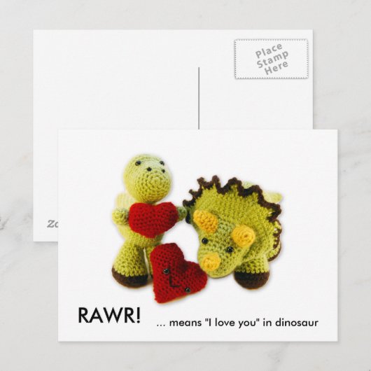 RAWR, ... betekent "Ik hou van je" in dinosaurus Briefkaart (Voorkant / Achterkant)