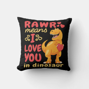 Rawr betekent ik hou van je in Dinosaurus Valentij Kussen
