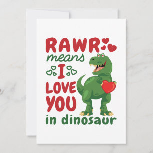 Rawr betekent Ik hou van jou in Dinosaur Feestdagenkaart