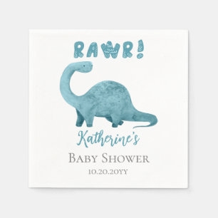Rawr Blauwgroen Blue Dinosaur Boy Baby shower Napk Servet