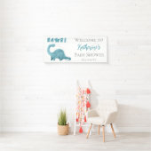 Rawr Blauwgroen Blue Dinosaur Boy Baby shower Welk Spandoek (Insitu)