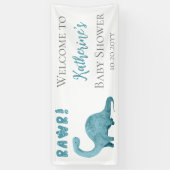 Rawr Blauwgroen Blue Dinosaur Boy Baby shower Welk Spandoek (Verticaal)