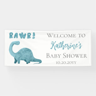 Rawr Blauwgroen Blue Dinosaur Boy Baby shower Welk Spandoek