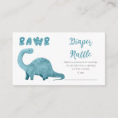 Rawr Blue Dinosaur Boy Baby shower Diaper Raffle Informatiekaartje (Voorkant)