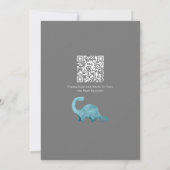 Rawr Blue Dinosaur QR Code Baby shower Uitnodiging (Achterkant)
