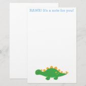 Rawr, Cute Green Stegosaurus Dinosaur Briefpapier (Voorkant / Achterkant)